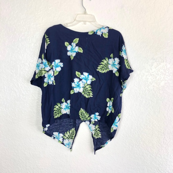 Bali Chic Women's Floral Knot Tie Front Top 14K - Picture 3 of 6